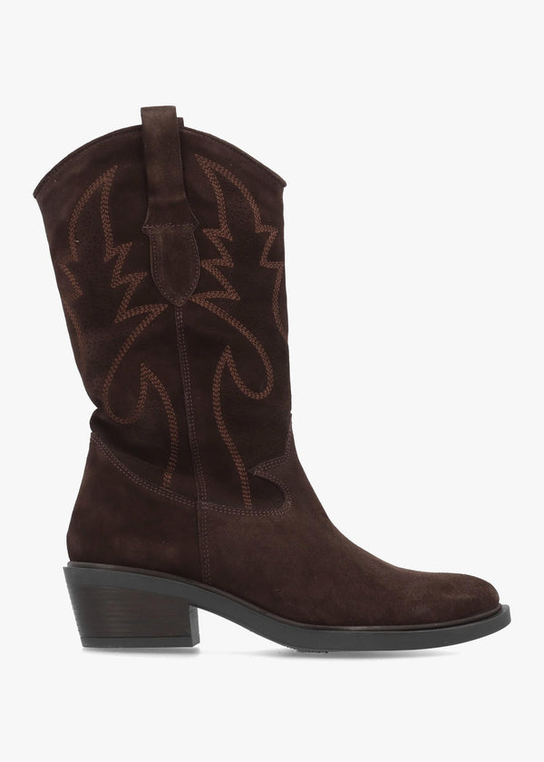 Daniel Irana Brown Suede Western Calf Boots
