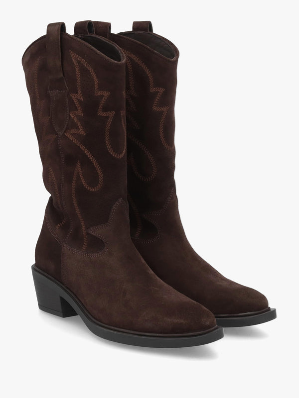 Daniel Irana Brown Suede Western Calf Boots