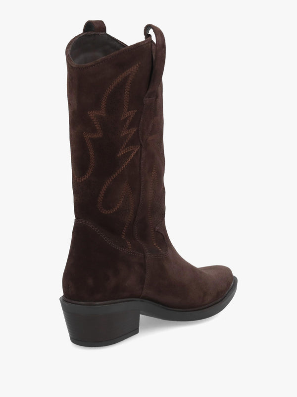Daniel Irana Brown Suede Western Calf Boots