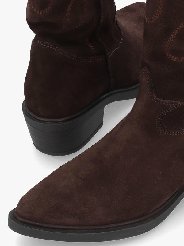 Daniel Irana Brown Suede Western Calf Boots