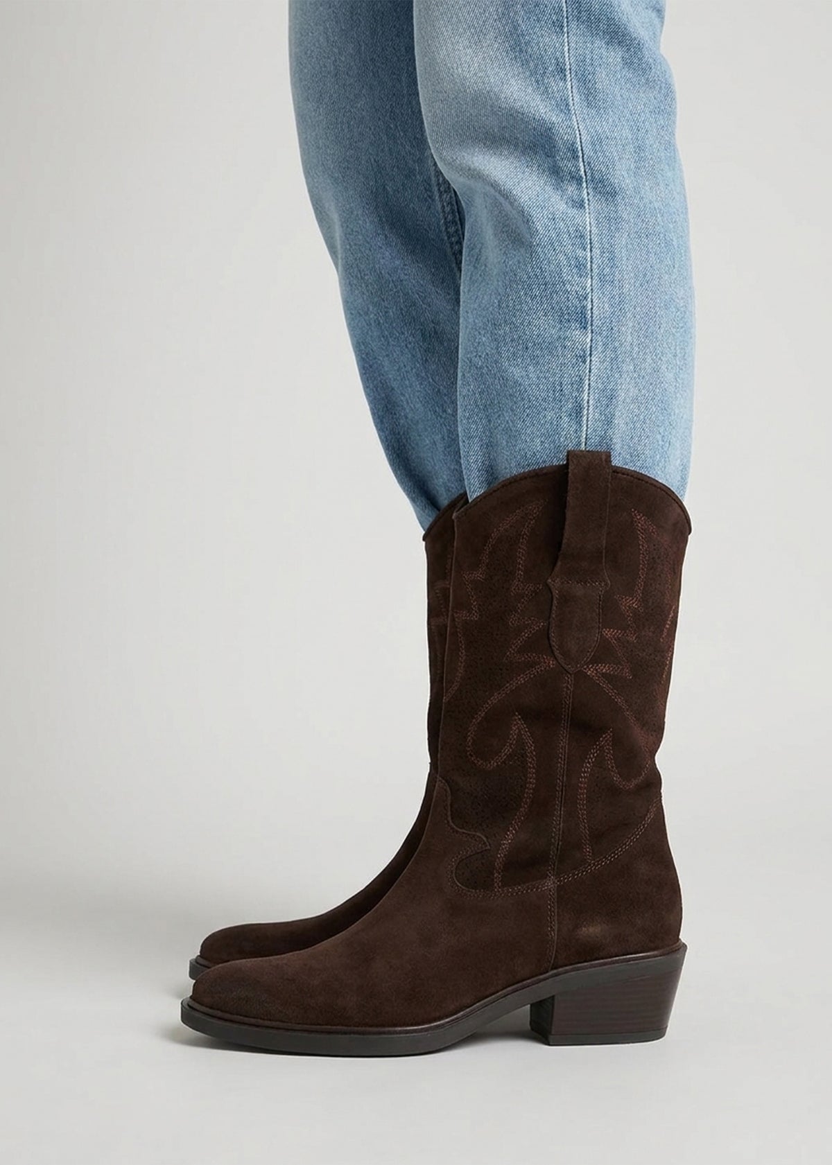 Daniel Irana Brown Suede Western Calf Boots