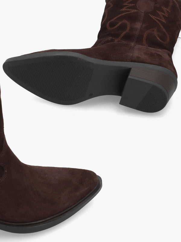 Daniel Irana Brown Suede Western Calf Boots