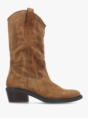 Daniel Irana Tan Suede Western Calf Boots