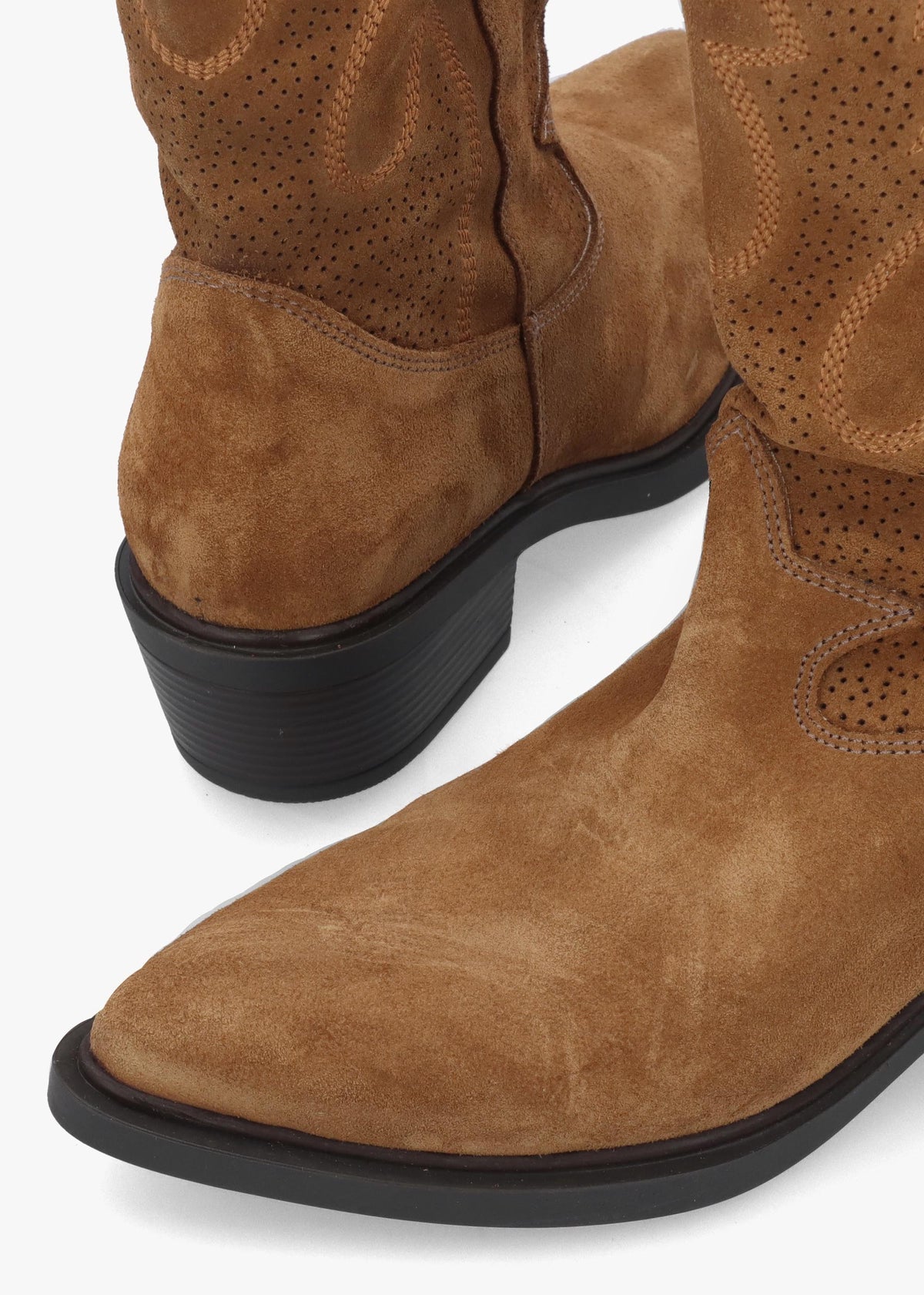 Daniel Irana Tan Suede Western Calf Boots