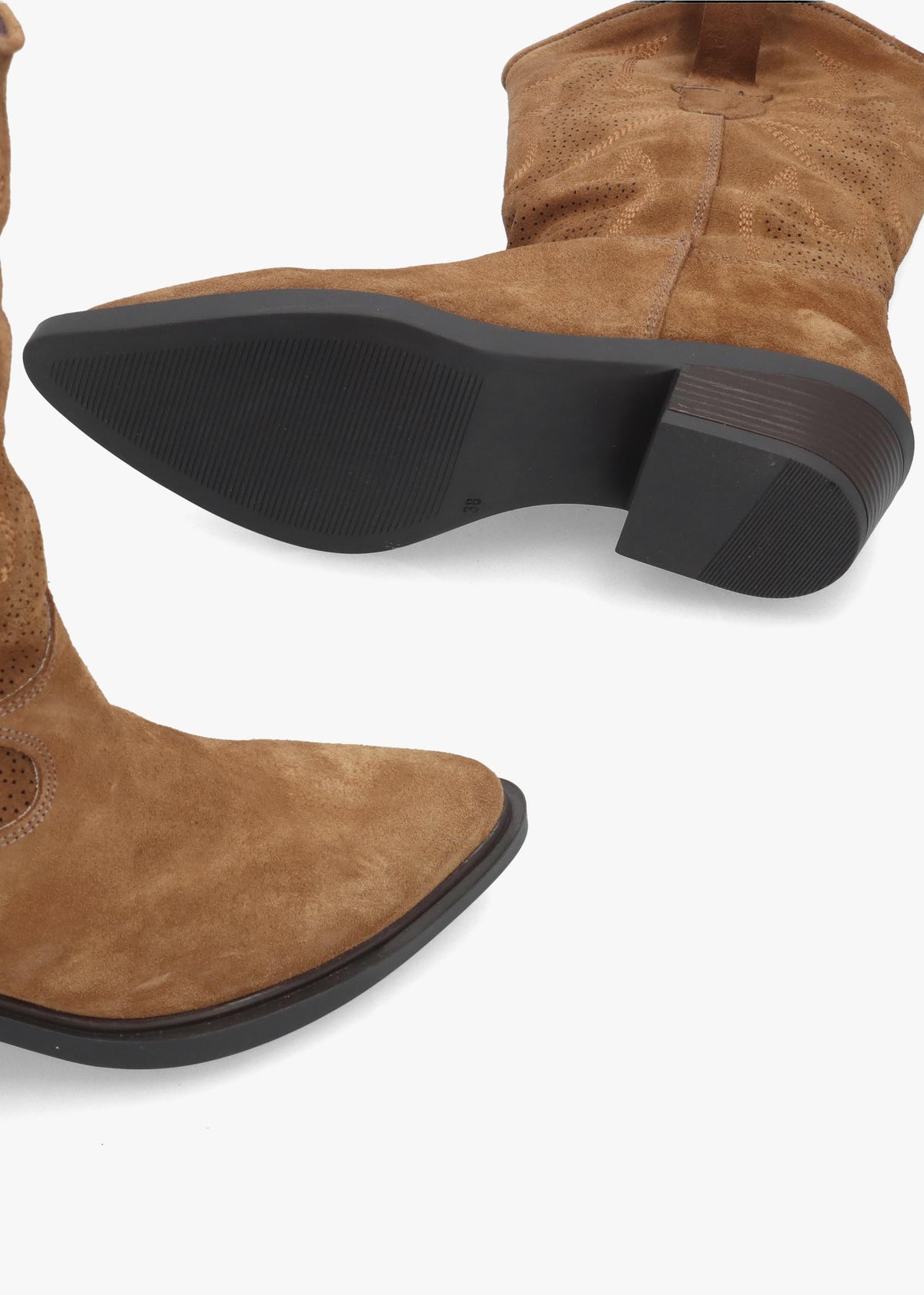 Daniel Irana Tan Suede Western Calf Boots