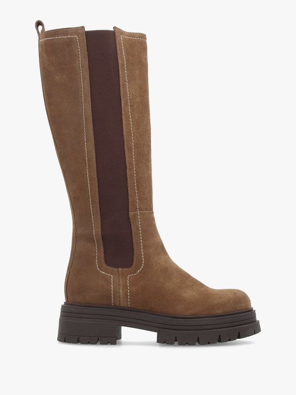Daniel Issa Tan Suede Knee High Chelsea Boots