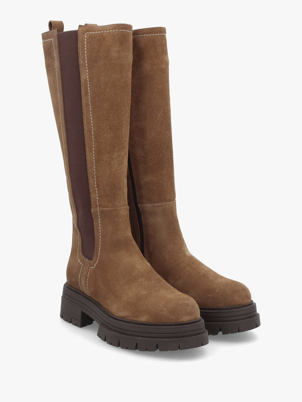 Daniel Issa Tan Suede Knee High Chelsea Boots