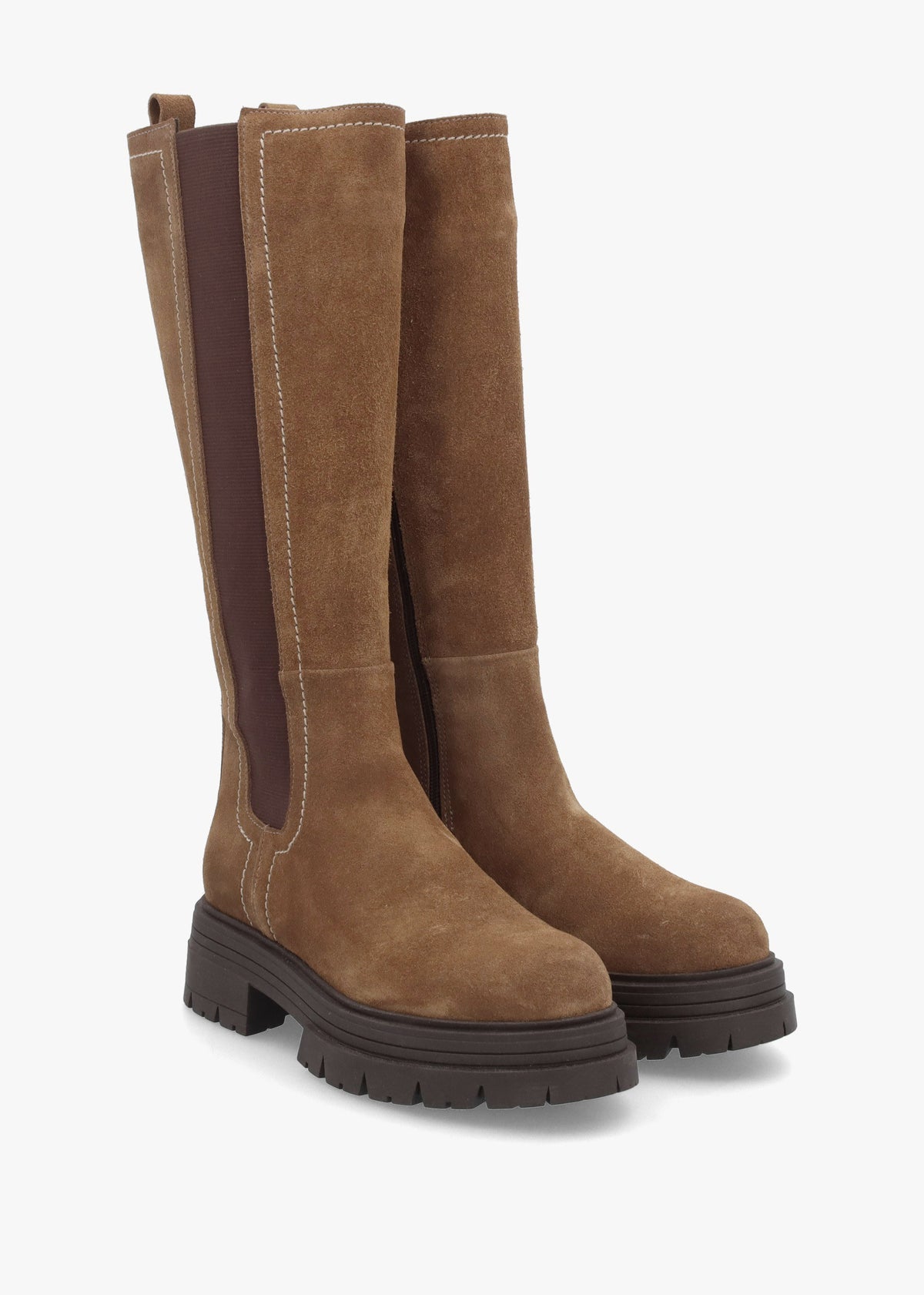 Daniel Issa Tan Suede Knee High Chelsea Boots