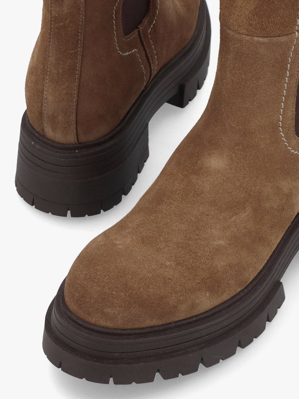 Daniel Issa Tan Suede Knee High Chelsea Boots