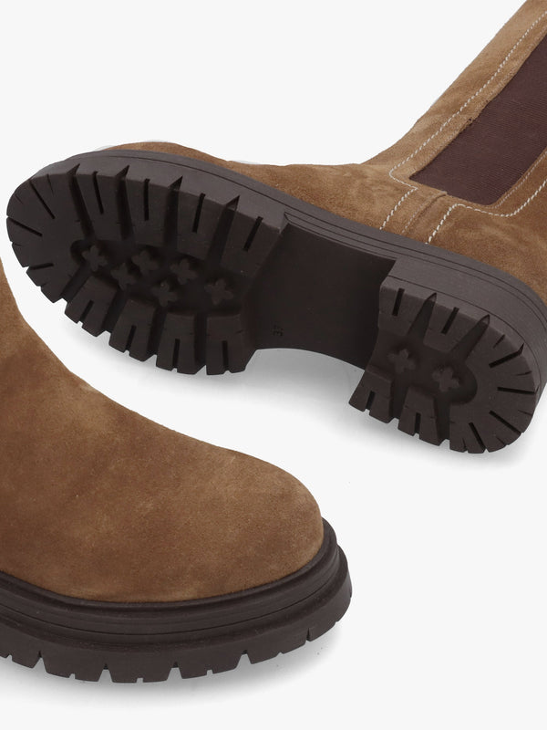 Daniel Issa Tan Suede Knee High Chelsea Boots