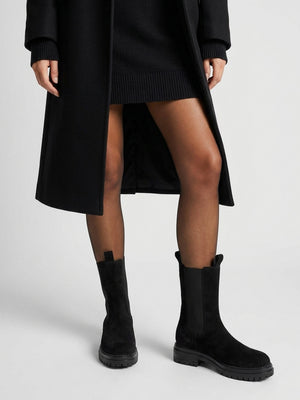 Daniel Izzie Black Suede Elongated Chelsea Boots