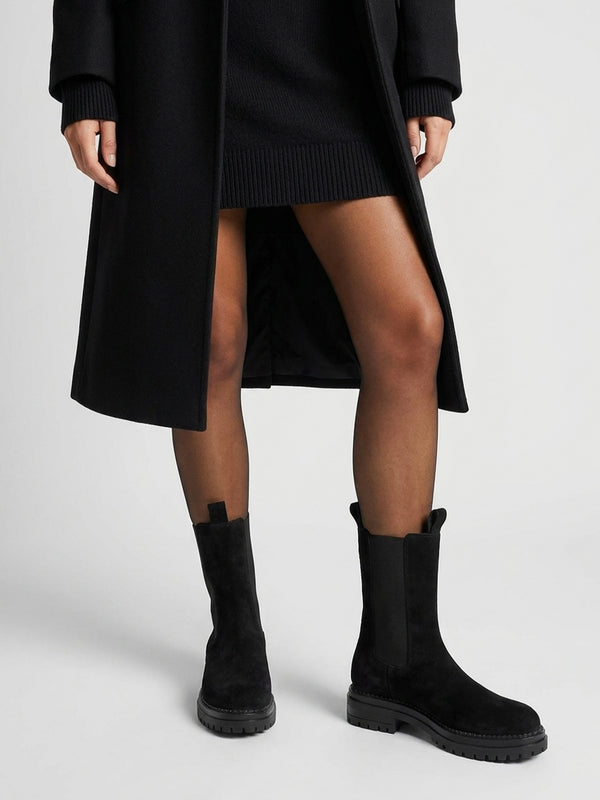 Daniel Izzie Black Suede Elongated Chelsea Boots
