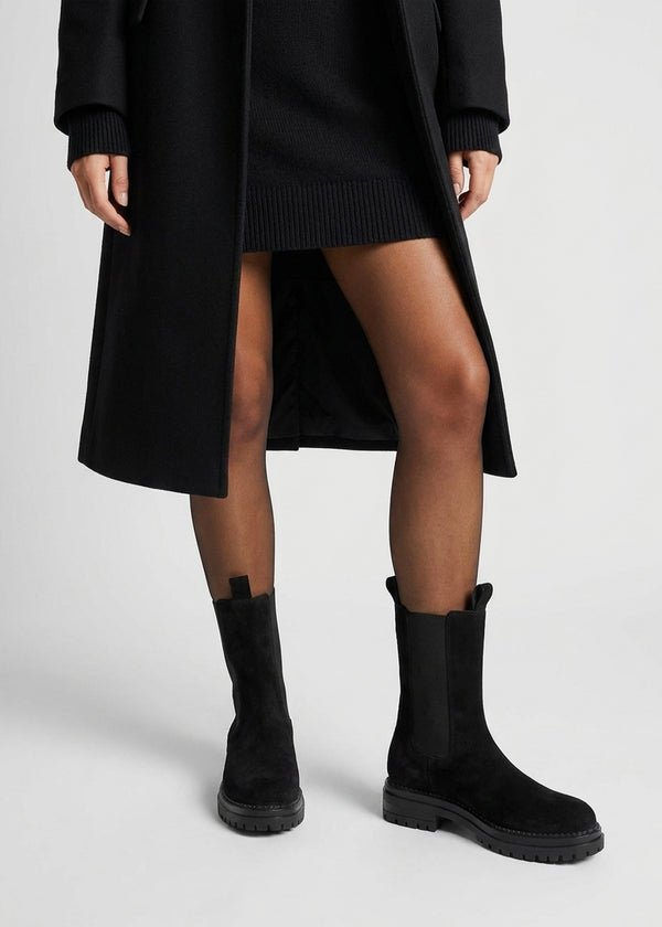 Daniel Izzie Black Suede Elongated Chelsea Boots