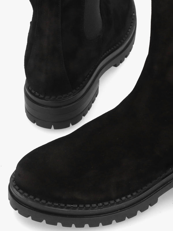 Daniel Izzie Black Suede Elongated Chelsea Boots