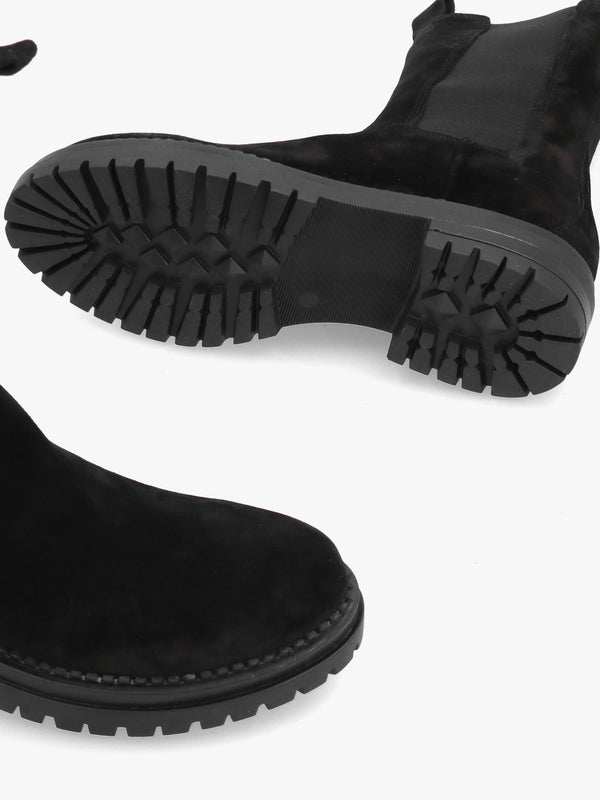 Daniel Izzie Black Suede Elongated Chelsea Boots