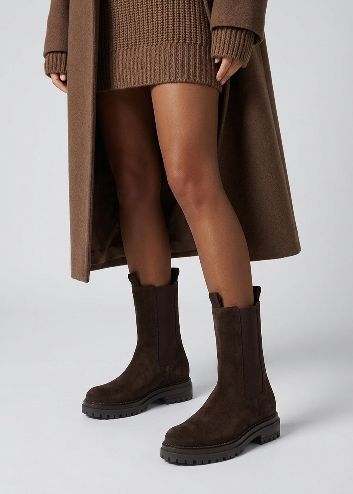 Daniel Izzie Brown Suede Elongated Chelsea Boots