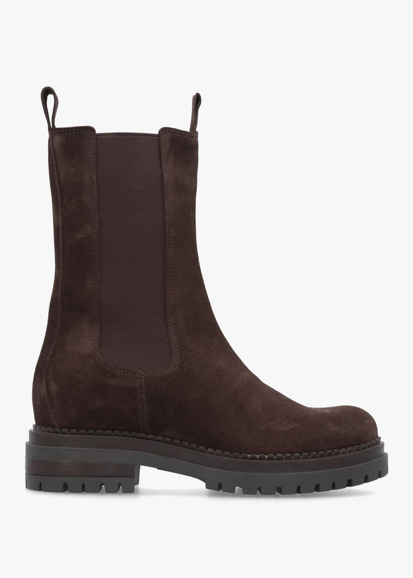 Daniel Izzie Brown Suede Elongated Chelsea Boots