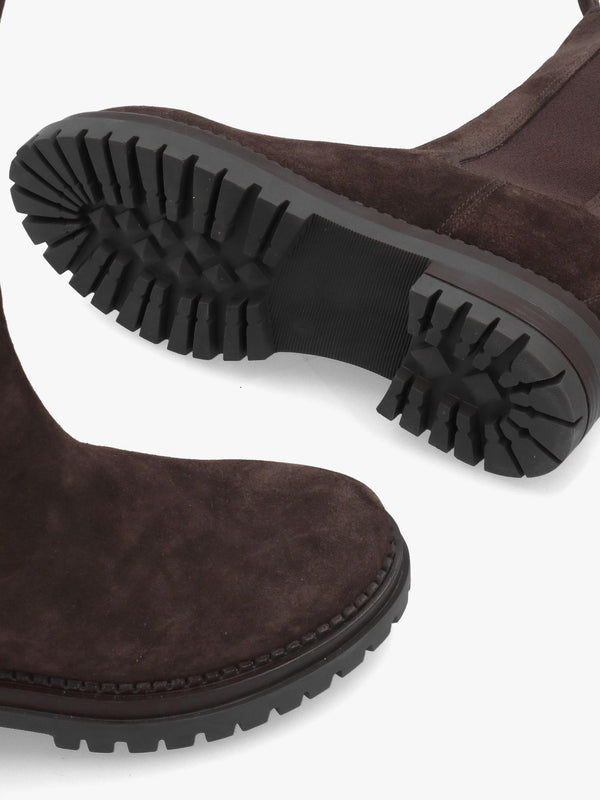 Daniel Izzie Brown Suede Elongated Chelsea Boots