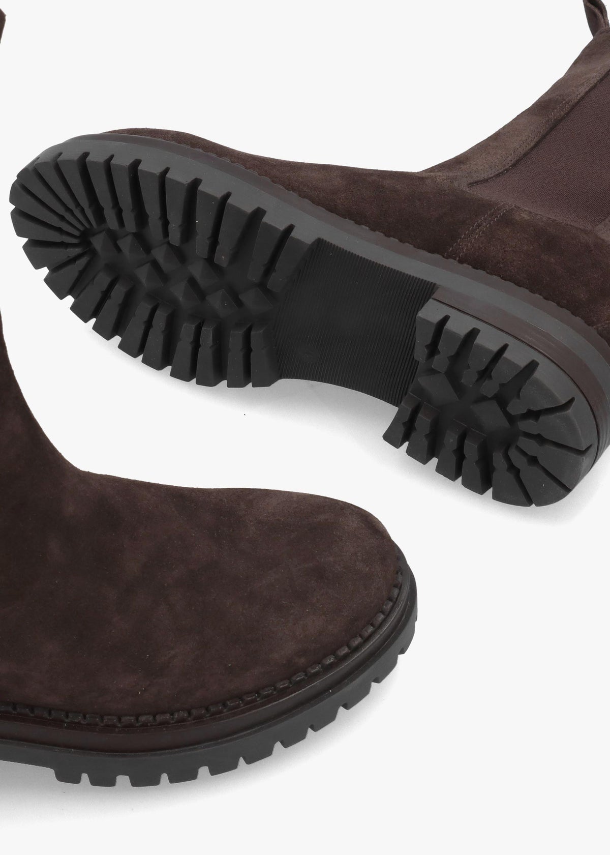 Daniel Izzie Brown Suede Elongated Chelsea Boots