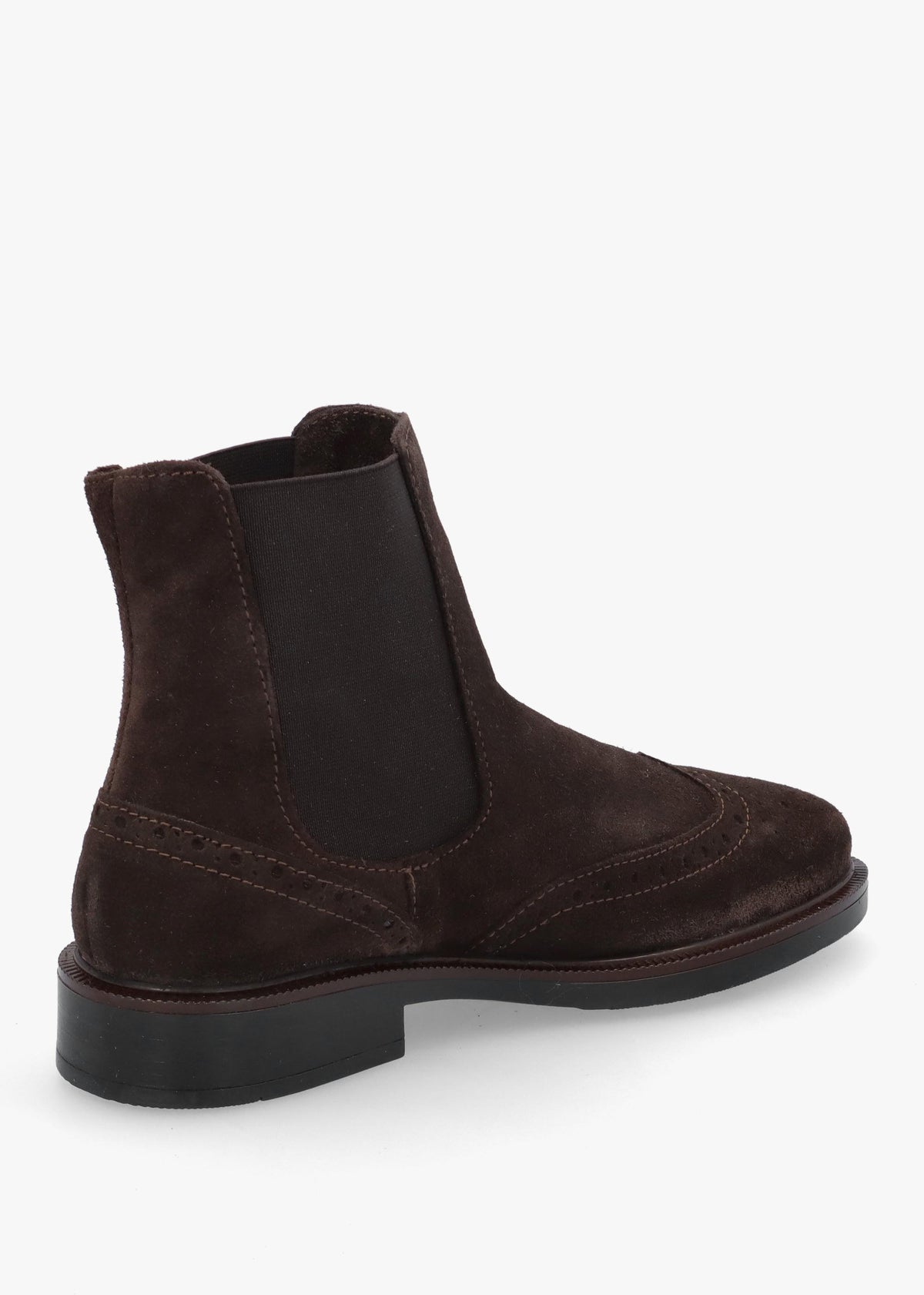 Logue Dark Brown Suede Brogue Chelsea Boots