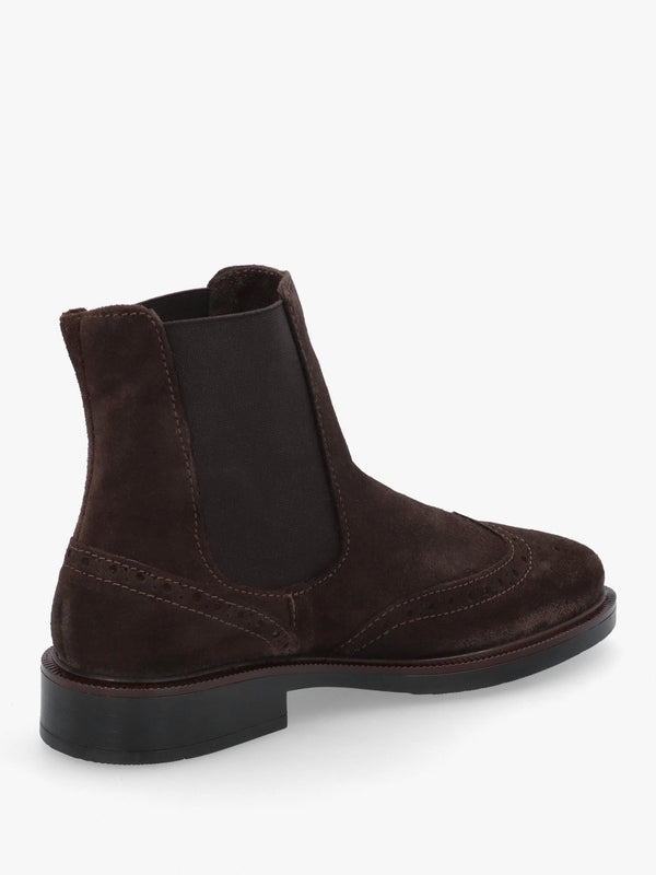 Daniel Logue Dark Brown Suede Brogue Chelsea Boots