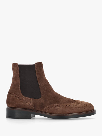Daniel Logue Brown Suede Brogue Chelsea Boots