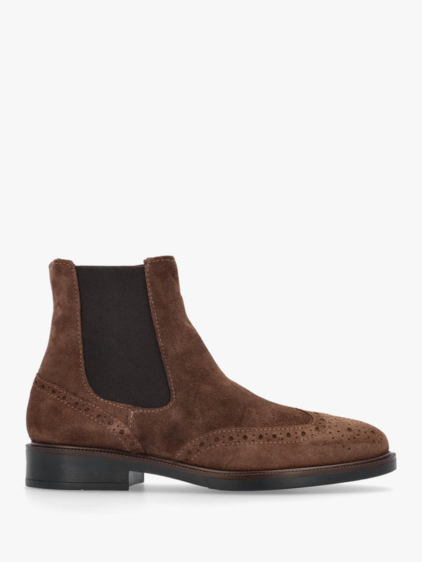 Daniel Logue Brown Suede Brogue Chelsea Boots