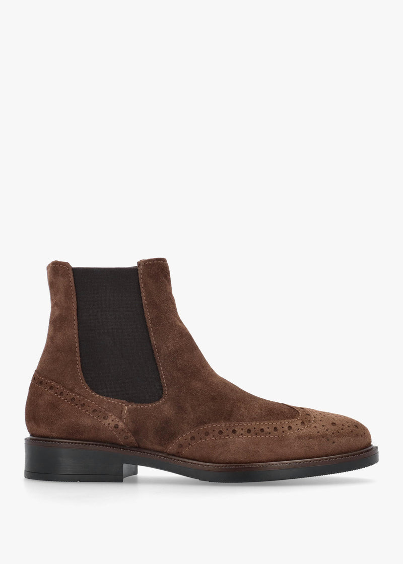 Daniel Logue Brown Suede Brogue Chelsea Boots