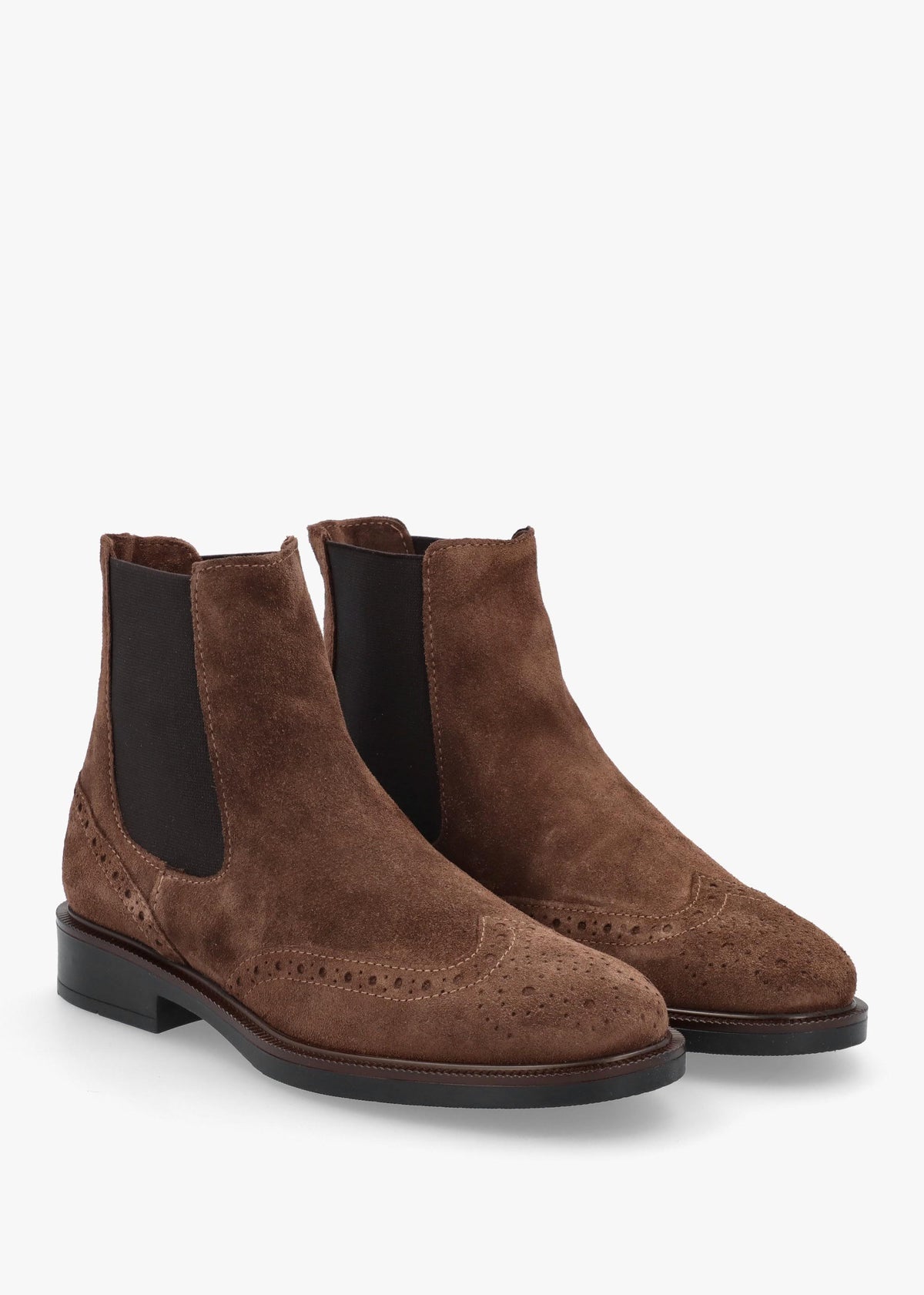 Logue Brown Suede Brogue Chelsea Boots