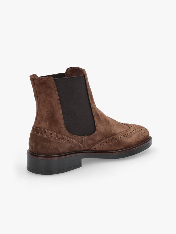 Logue Brown Suede Brogue Chelsea Boots