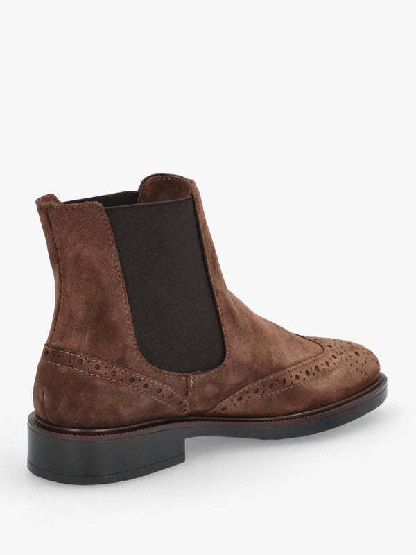 Daniel Logue Brown Suede Brogue Chelsea Boots