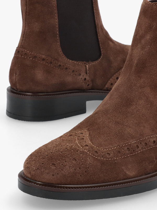 Logue Brown Suede Brogue Chelsea Boots