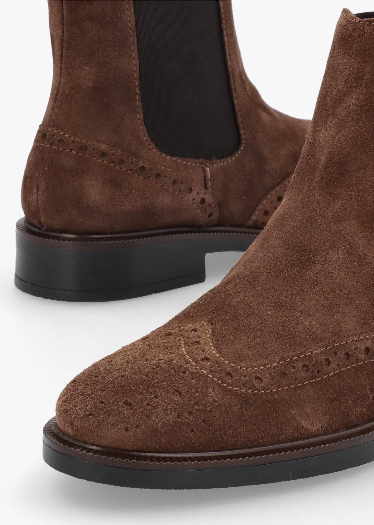 Logue Brown Suede Brogue Chelsea Boots