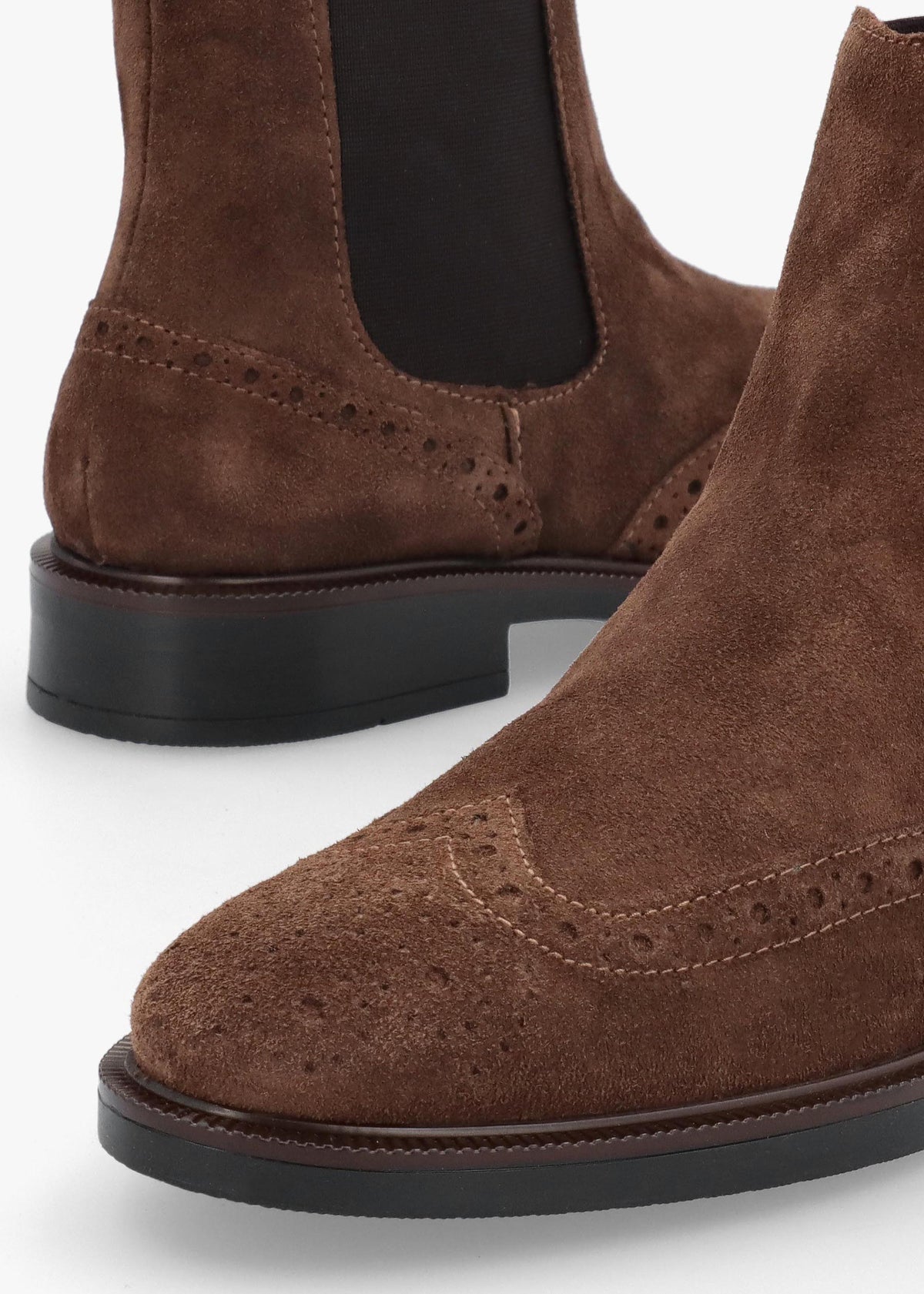 Daniel Logue Brown Suede Brogue Chelsea Boots