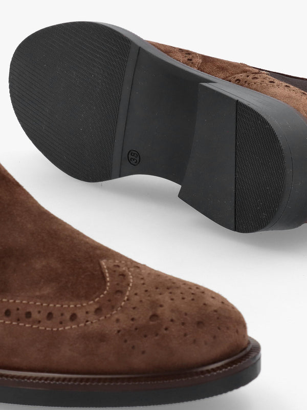 Logue Brown Suede Brogue Chelsea Boots