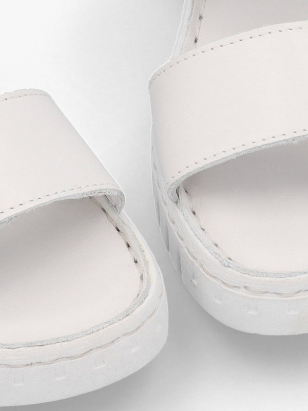 Daniel Lorli White Leather Two Strap Low Wedge Sandals