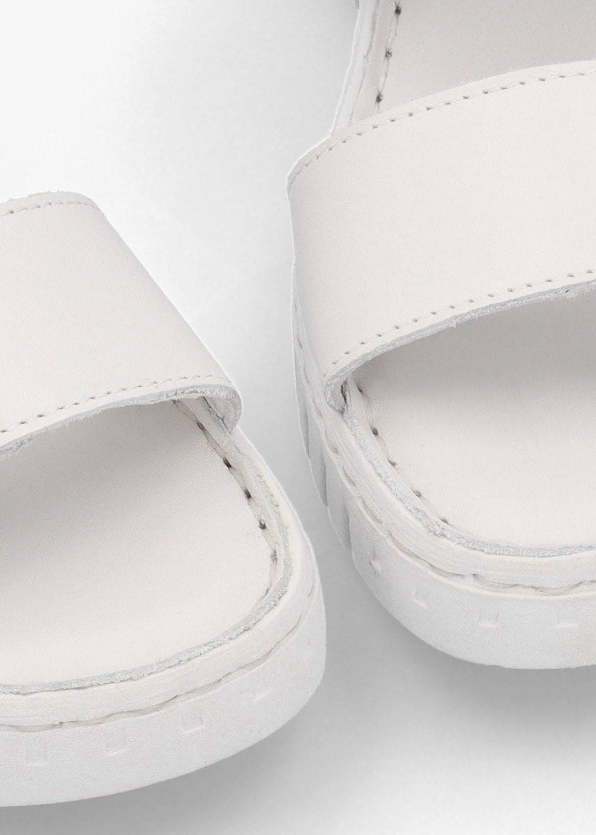 Daniel Lorli White Leather Two Strap Low Wedge Sandals