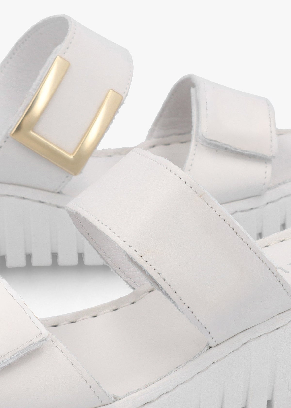 Daniel Lorli White Leather Two Strap Low Wedge Sandals