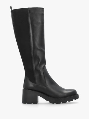 Daniel Luxor Black Leather Block Heel Knee Boots