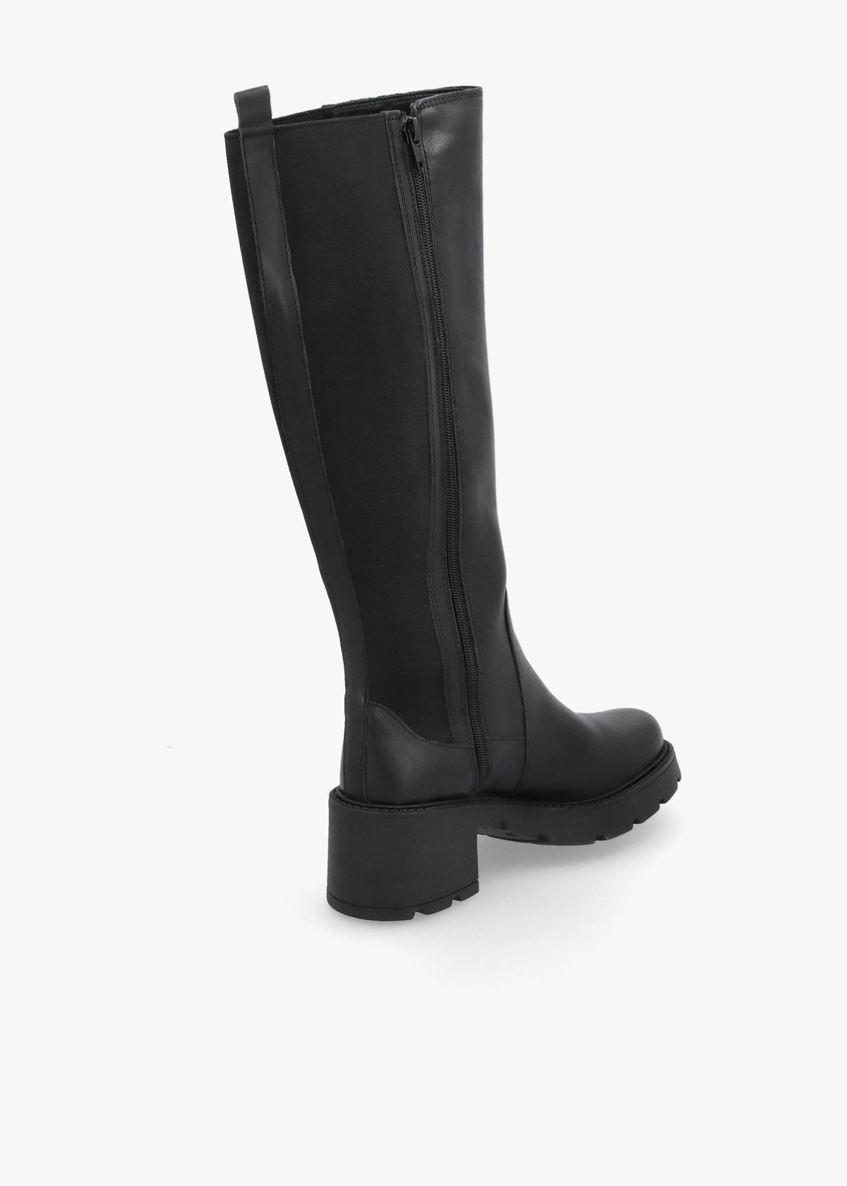 Luxor Black Leather Block Heel Knee Boots