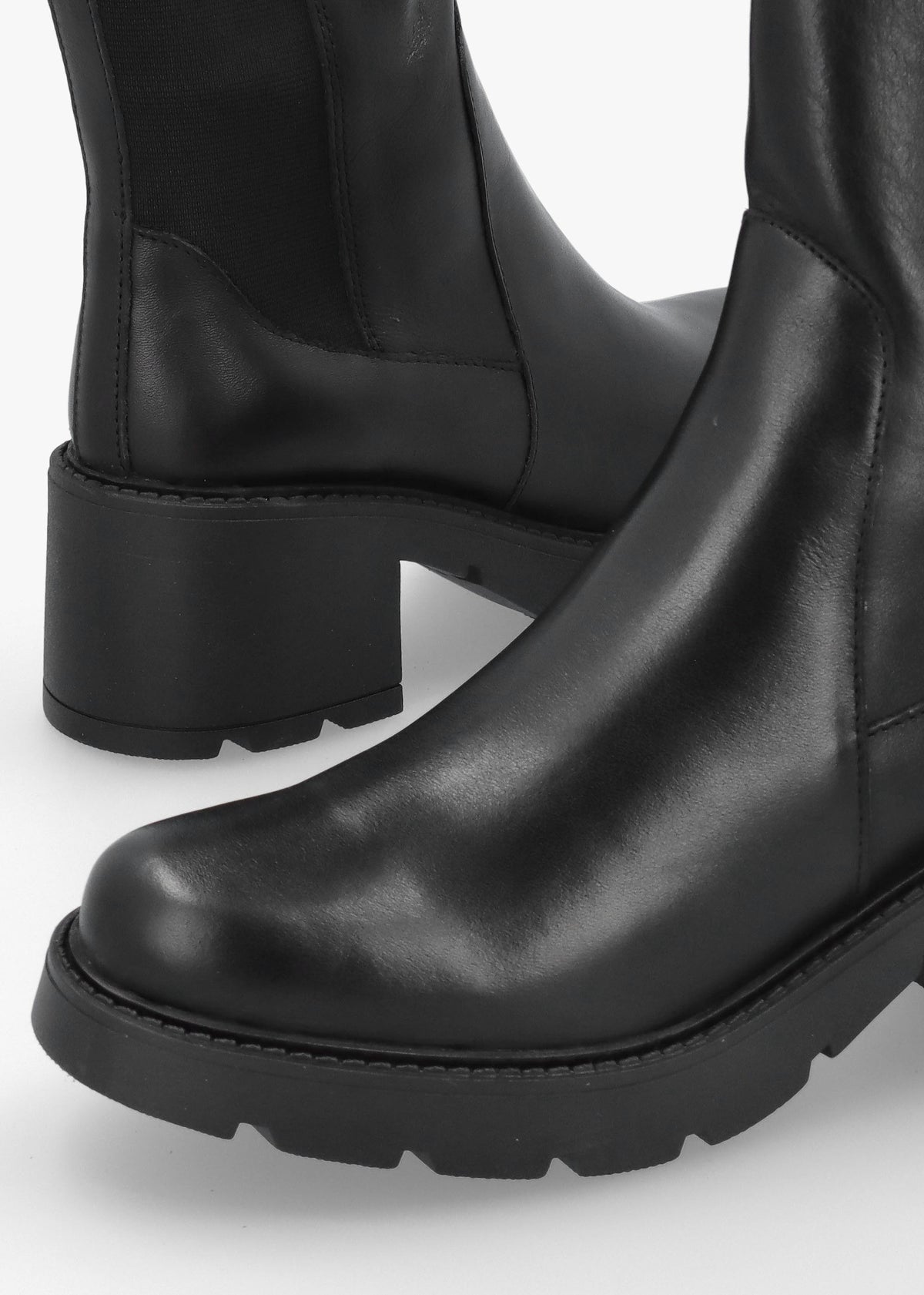 Luxor Black Leather Block Heel Knee Boots