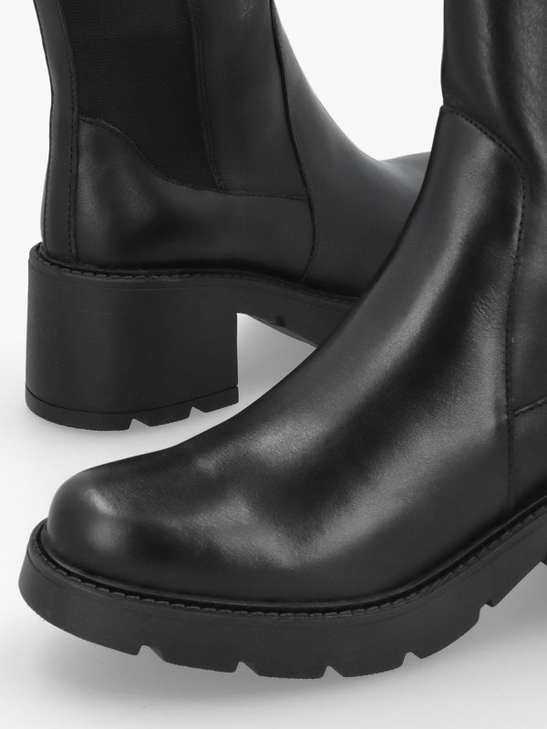 Daniel Luxor Black Leather Block Heel Knee Boots