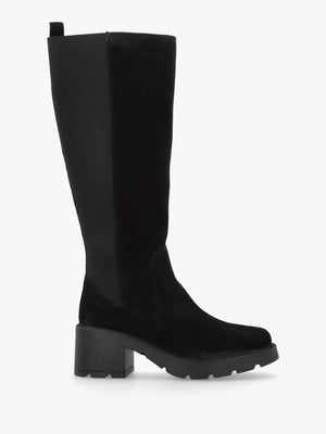 Daniel Luxor Black Suede Block Heel Knee Boots