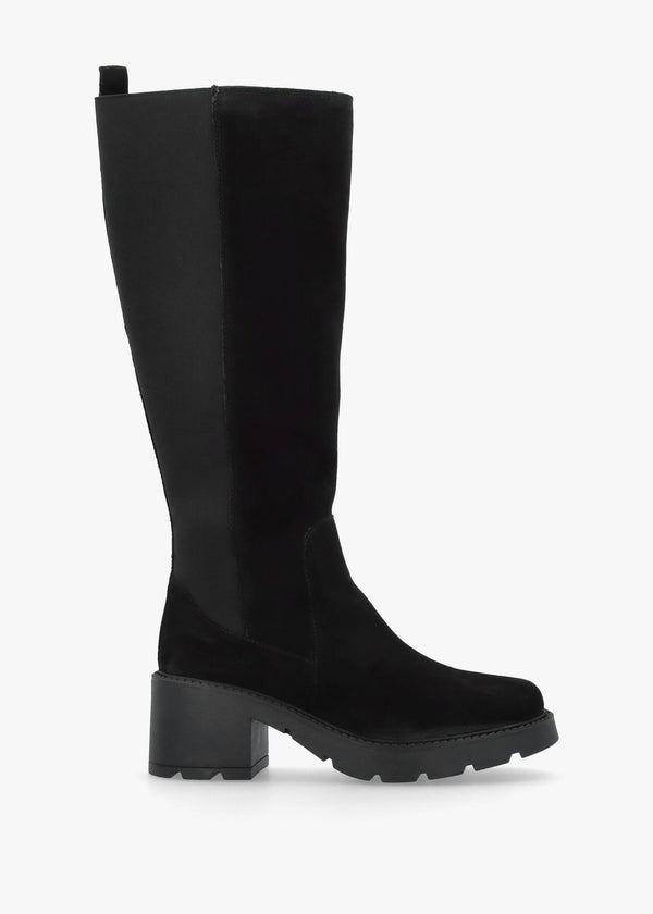Daniel Luxor Black Suede Block Heel Knee Boots