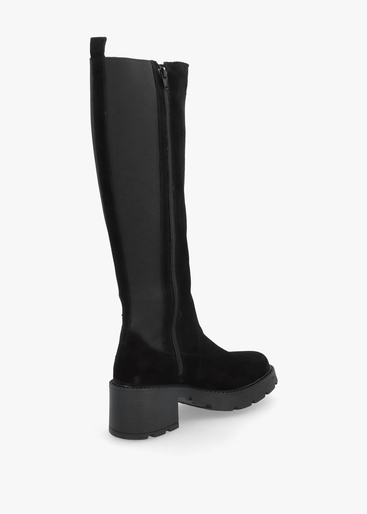 Luxor Black Suede Block Heel Knee Boots