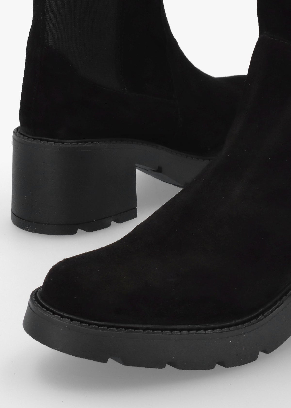 Luxor Black Suede Block Heel Knee Boots