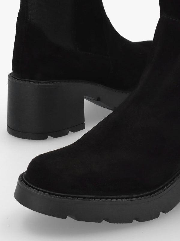 Daniel Luxor Black Suede Block Heel Knee Boots