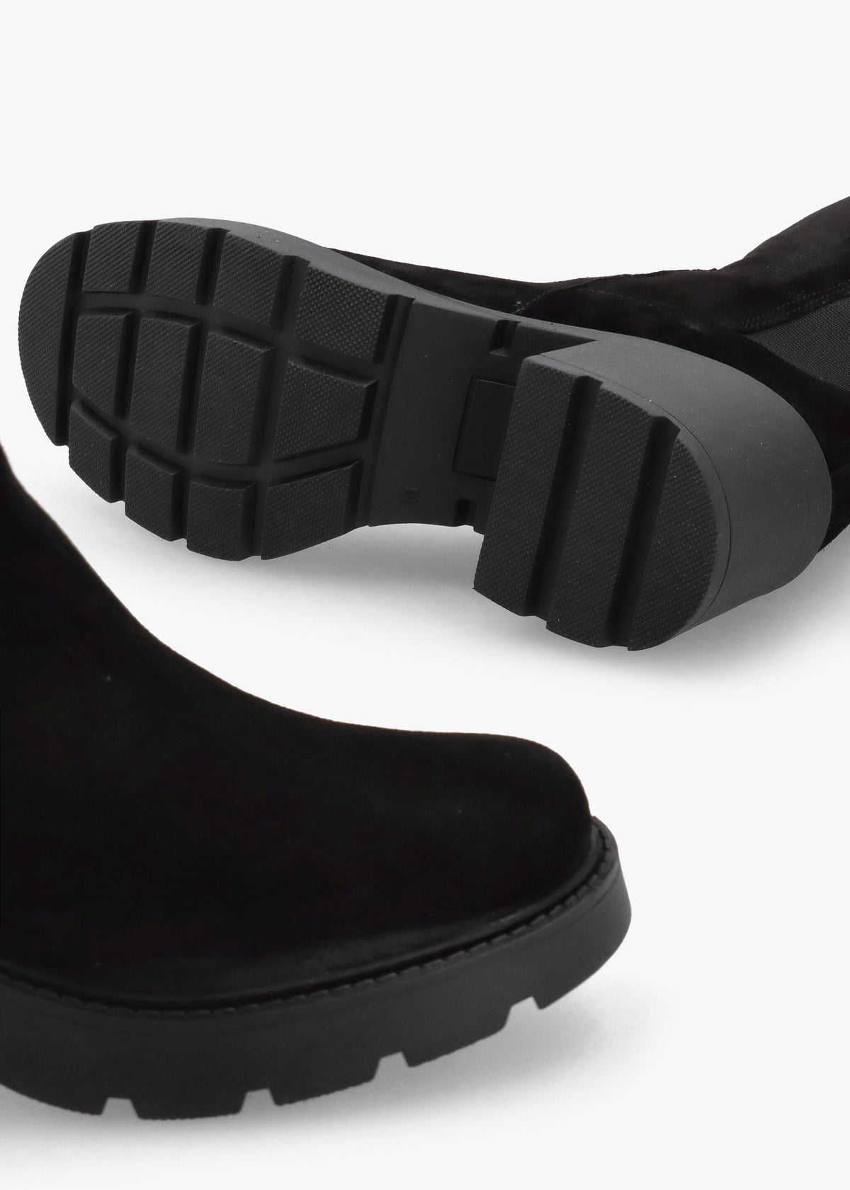Luxor Black Suede Block Heel Knee Boots