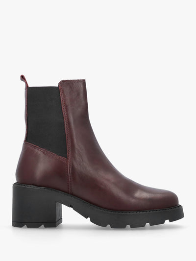 Daniel Luxor Burgundy Leather Block Heel Chelsea Boots