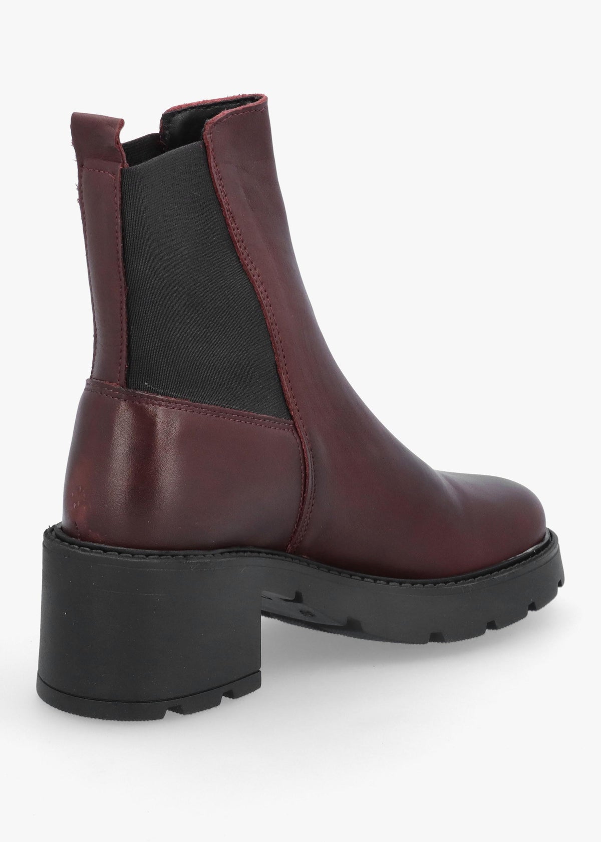 Luxor Burgundy Leather Block Heel Chelsea Boots